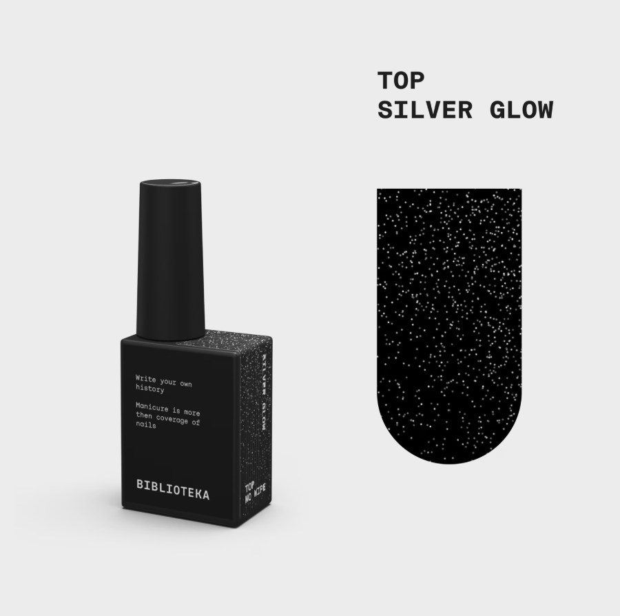 Silver Glow blizgus top coat su sidabriniu shimmeriu 10 ml